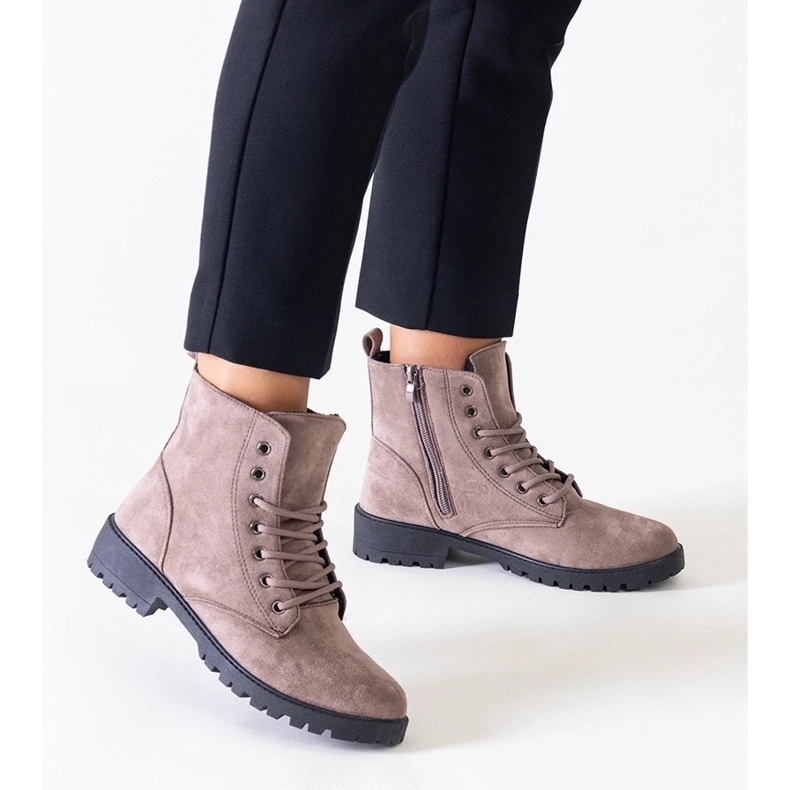 D/CEO Cizme de muncitor maro din piele intoarsa ecologica pe platforma Barosa