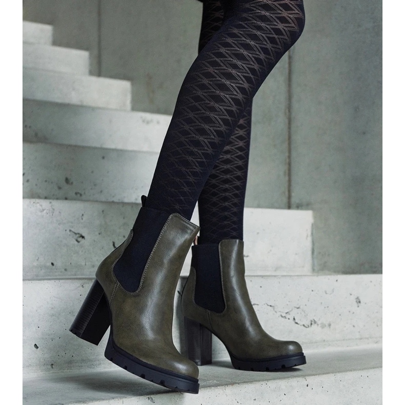 D/CEO Botine verzi cu slip-on din piele ecologică Motena verde