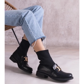D/CEO Botine negre cu partea superioară din material de la Krisa negru D/CEO Botine negre cu partea superioară din material de la Krisa negru