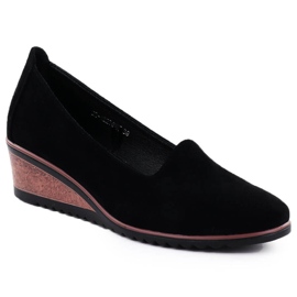 Pantofi pe panouri din piele de căprioară Black Potocki SZ12276 negru