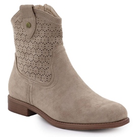 Cizme de piele de căprioară pentru femei Openwork Beige S.Barski Hy51-063 bej Cizme de piele de căprioară pentru femei Openwork Beige S.Barski Hy51-063 bej