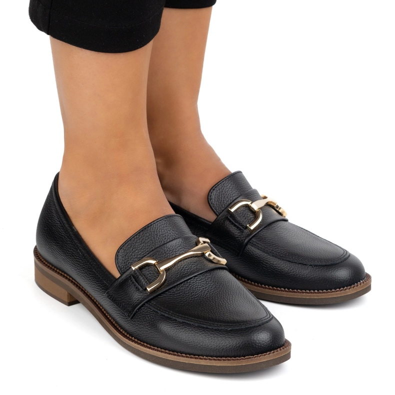 Exquisite Pompe din piele pentru femei 1510ex negru