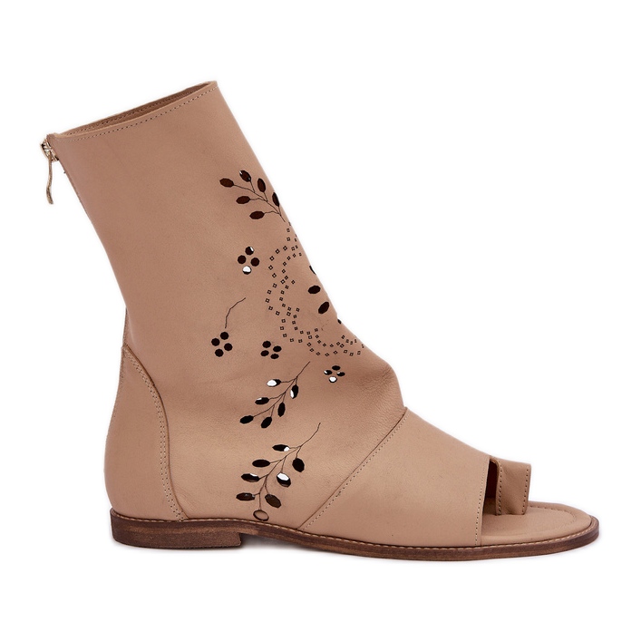 Zazoo 3437 sandale din piele cu un superior superior bej