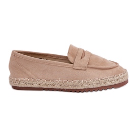 Espadrilles pentru femei cu o împletitură de iută pe o talpă de bej plat