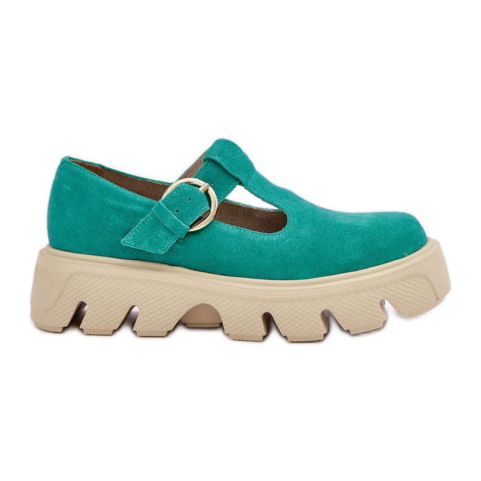 Pantofi din piele de piele de piele de piele de piele de piele de piele de piele de piele Zazoo Buckle 20183 Green verde