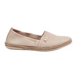 Elegant din piele ESPADRILLES ZAZOO 10177 BEIGE bej Elegant din piele ESPADRILLES ZAZOO 10177 BEIGE bej