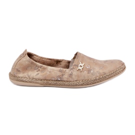 Elegant Suede Espadrilles cu flori pentru femei Zazoo 10177 bej