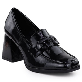 Pantofi pe postul Potocki SZ12553 cu un decor negru Pantofi pe postul Potocki SZ12553 cu un decor negru