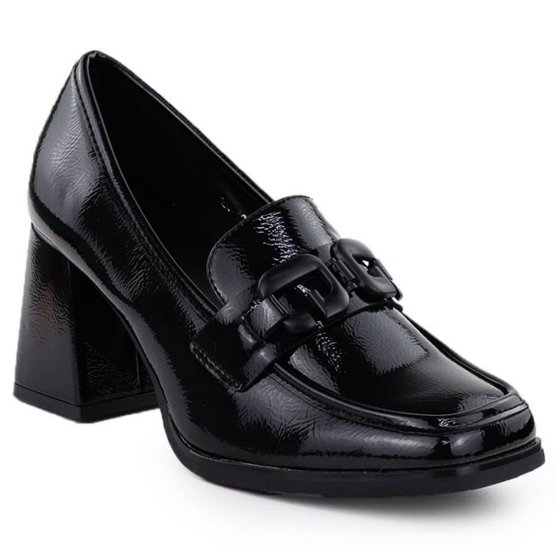 Pantofi pe postul Potocki SZ12553 cu un decor negru Pantofi pe postul Potocki SZ12553 cu un decor negru