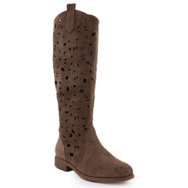 Openwork Boots Suede S.Barski Hy51-176 Brown maro Openwork Boots Suede S.Barski Hy51-176 Brown maro