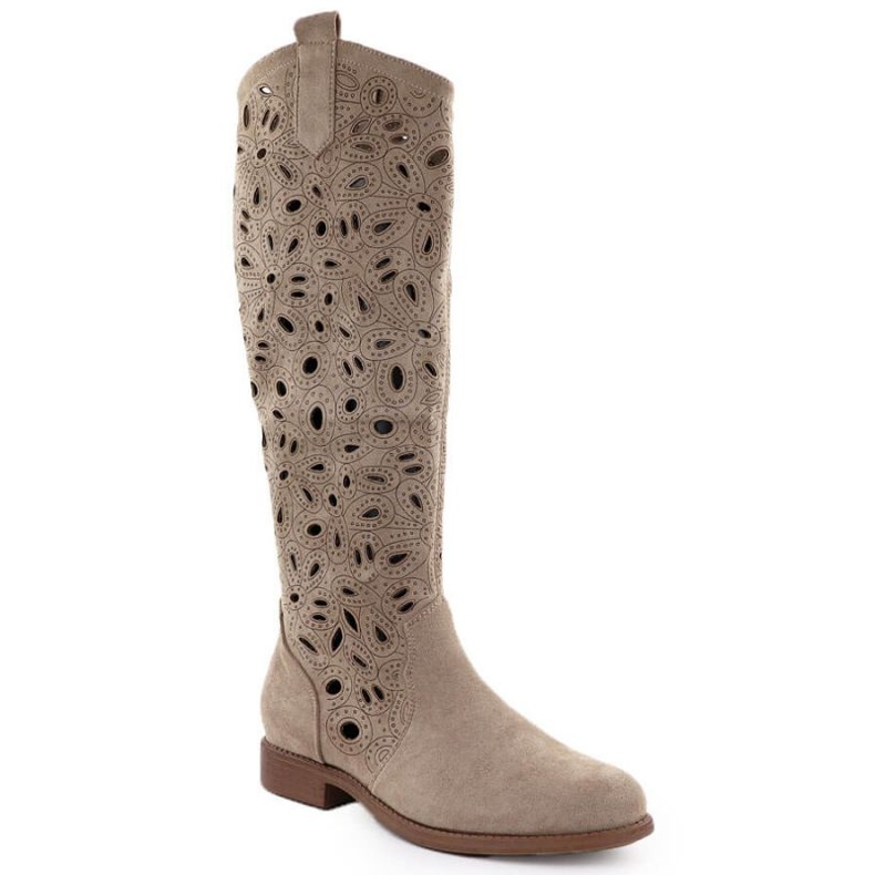 Openwork Boots Suede S.Barski Hy51-176 Brown maro Openwork Boots Suede S.Barski Hy51-176 Brown maro
