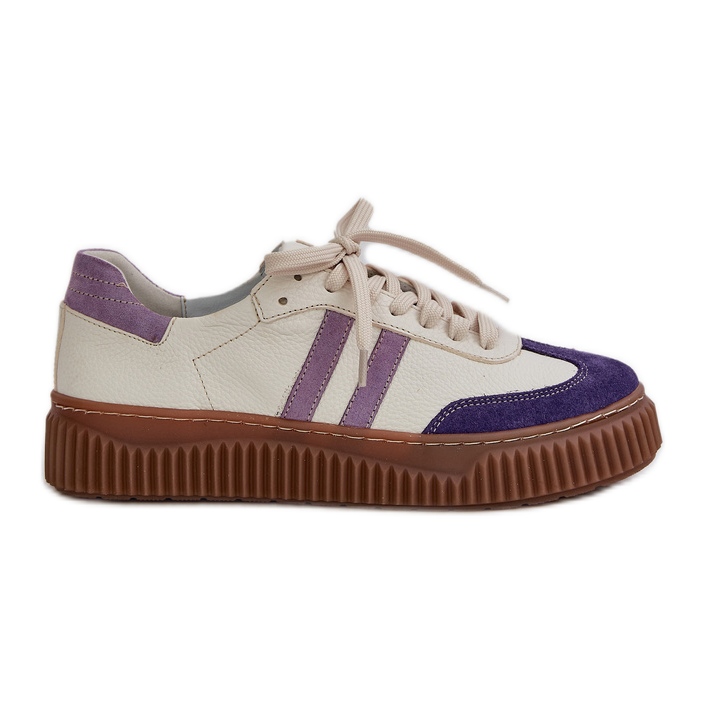 Zazoo N1068S6 Piele scăzute adidași pentru femei pe platformă Alb