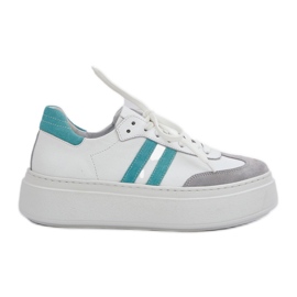 Zazoo N1068S8 Piele scăzute adidași pentru femei pe platformă Alb