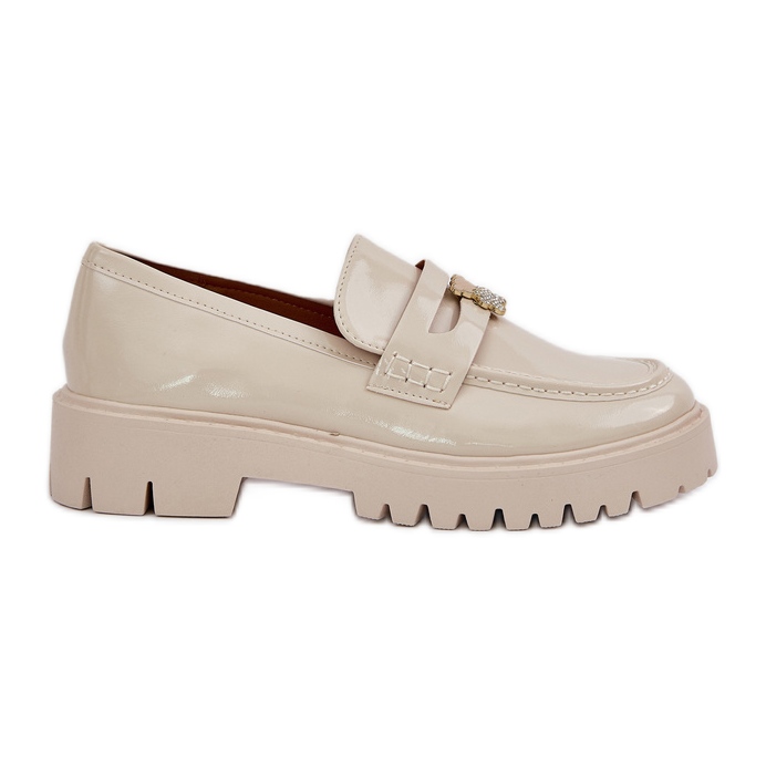 Picted Women Loafers cu pini bej urs Picted Women Loafers cu pini bej urs