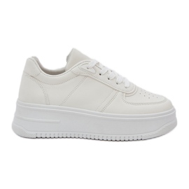 Adidaje clasice din piele eco pe platforma albă Adidaje clasice din piele eco pe platforma albă