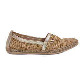 Espadrilles din piele elegantă cu un zazoo 10178 BEIGE ȘI ÎNCĂRCARE bej