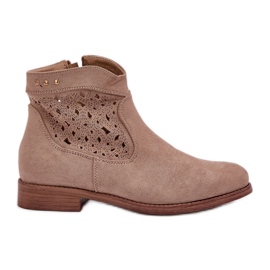 Cizme deschise pentru femei cu toc plat S.Barski Hy51-113 Beige bej Cizme deschise pentru femei cu toc plat S.Barski Hy51-113 Beige bej