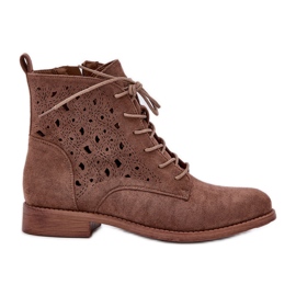 S.Barski Cizme de dantelă din piele de căprioară cu un model Openwork S. Barski Hy51-136 Brown maro