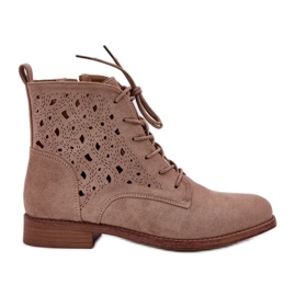 S.Barski Cizme de dantelă din piele de căprioară cu un model Openwork S. Barski Hy51-136 Beige bej S.Barski Cizme de dantelă din piele de căprioară cu un model Openwork S. Barski Hy51-136 Beige bej