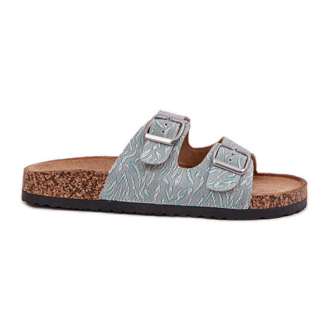 FLIP -FLIP -FLOPS pe o talpă de plută cu catarame de mentă verde