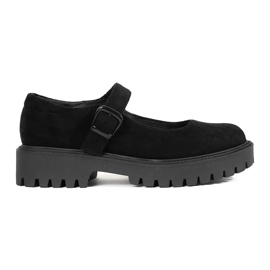 Goodin Pantofi negri pe platforma de piele de piele negru Goodin Pantofi negri pe platforma de piele de piele negru