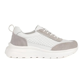 Goodin Pantofi sporturi deschise din piele pe o talpă groasă alb Goodin Pantofi sporturi deschise din piele pe o talpă groasă alb