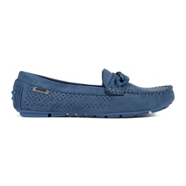 Goodin Blue Openwork Pluse din piele de căprioară pentru femei albastru