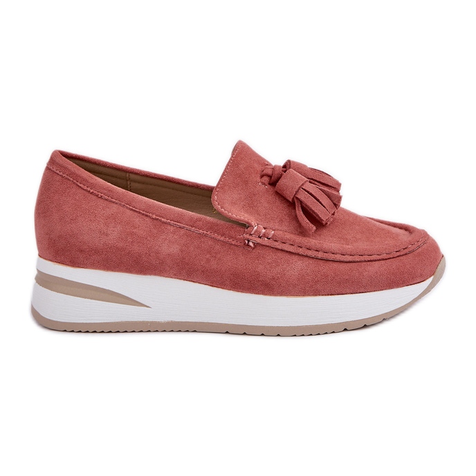 Mocasinele pe un delicat Eco Eco Wedge Pink Suede roz