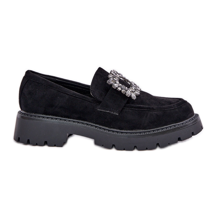 Plăcile de femei din Suede Suede cu o broșă decorativă neagră negru Plăcile de femei din Suede Suede cu o broșă decorativă neagră negru