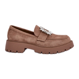 Plăcile de femei din Suede Suede cu o broșă decorativă Beige Dark Beige bej Plăcile de femei din Suede Suede cu o broșă decorativă Beige Dark Beige bej
