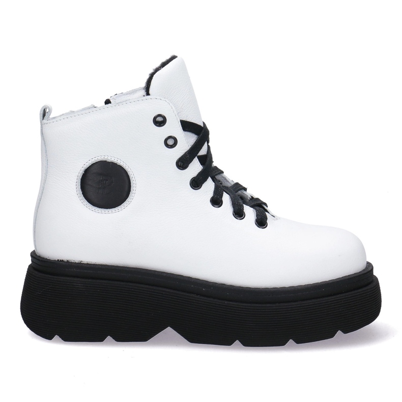 KOMODO Cizme de piele pentru femei pe talpa groasă Pollonus White 5-1567-004 alb