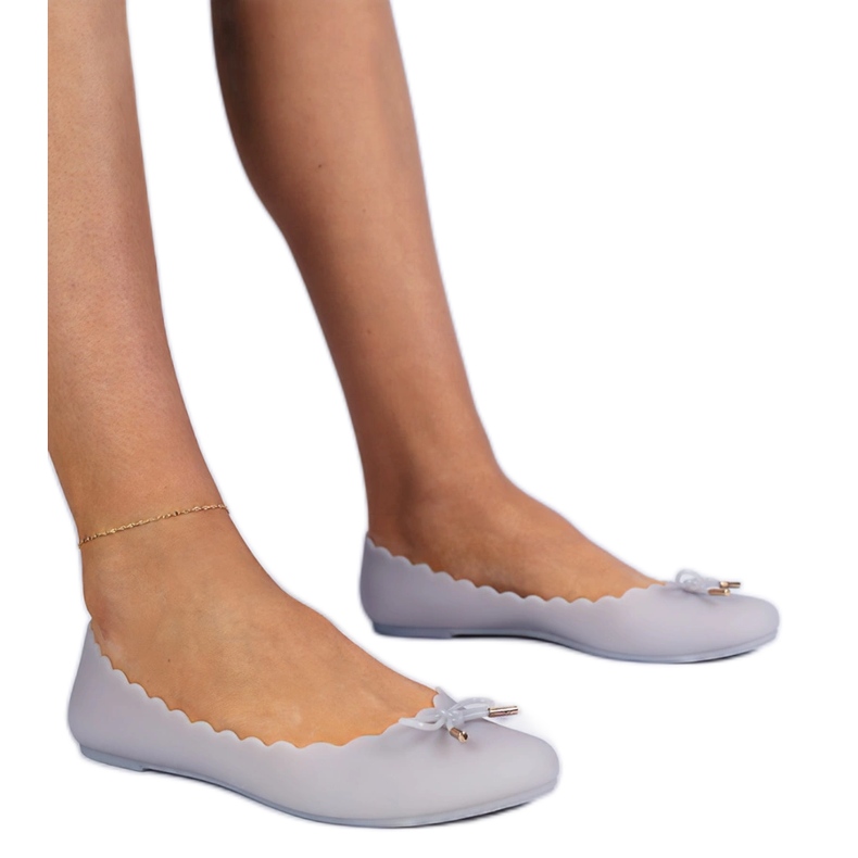 Balerinas gri meliski cu arc