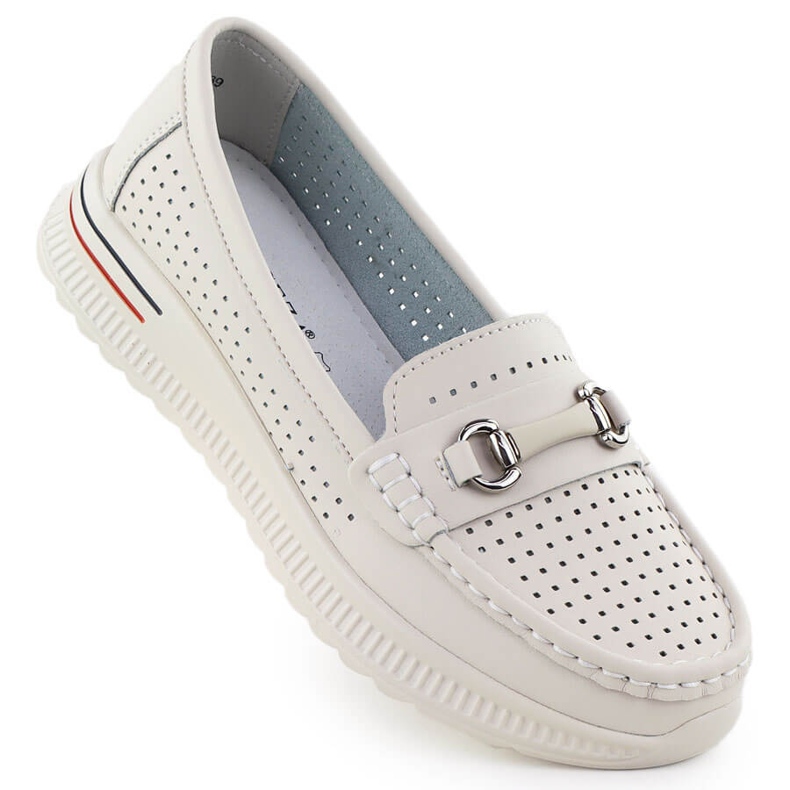 Pantofi din piele deschisă, Loafers bej Vinceza 95331