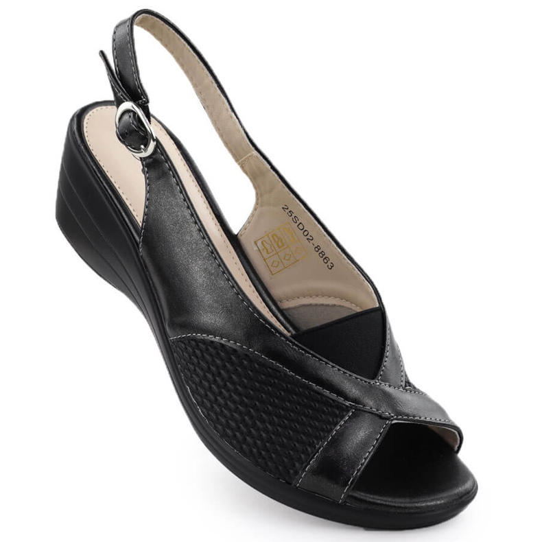 Sandale pentru femei pe panouri confortabile Evento Black 8863 negru
