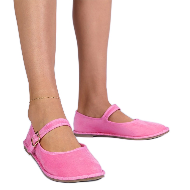 Balerine roz pentru femei cu un fermoar Balerine roz pentru femei cu un fermoar