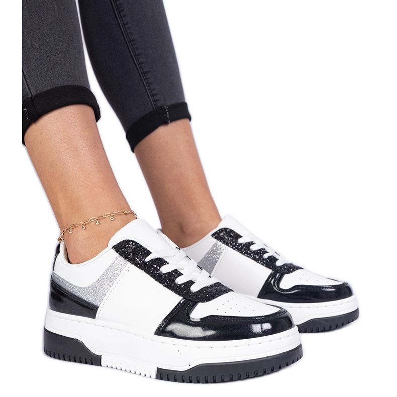 Adidasi negri de dama cu talpa groasa negru