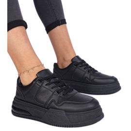 Adidasi negri de dama cu talpa groasa negru