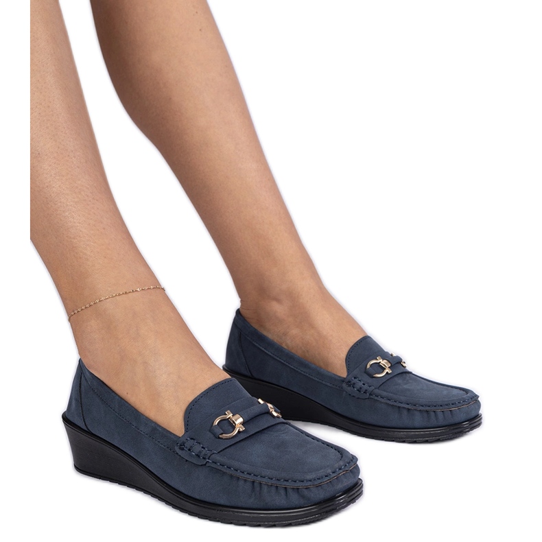 Mandele de pană pentru femei din Marina cu un finisaj mat albastru