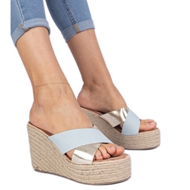 Flip -flops din denim din Espadrille albastru Flip -flops din denim din Espadrille albastru