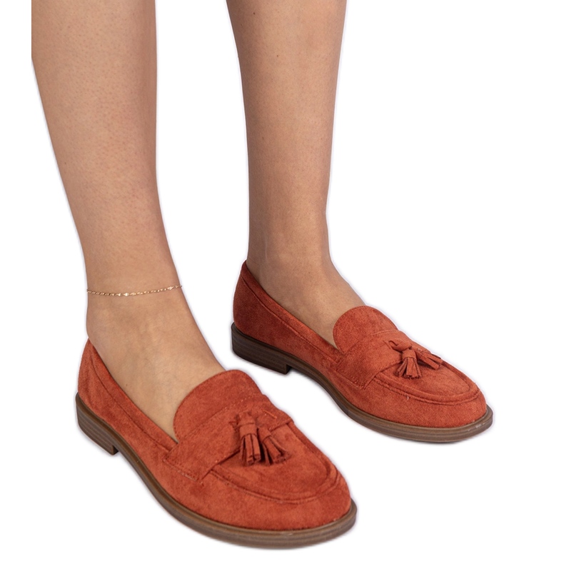 Mocasinele femeilor portocalii de la Ekozamsz cu franjuri portocale