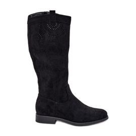 S.Barski Cizme cu un Openwork Flat Super S. Barski Hy51-860 Negru S.Barski Cizme cu un Openwork Flat Super S. Barski Hy51-860 Negru