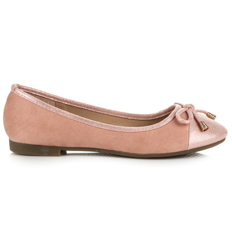 Super Me Balerini din piele de căprioară roz