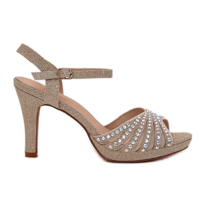 Sandale pe un știft cu decor și sclipici D&amp;A MR1038-33 Aur de aur