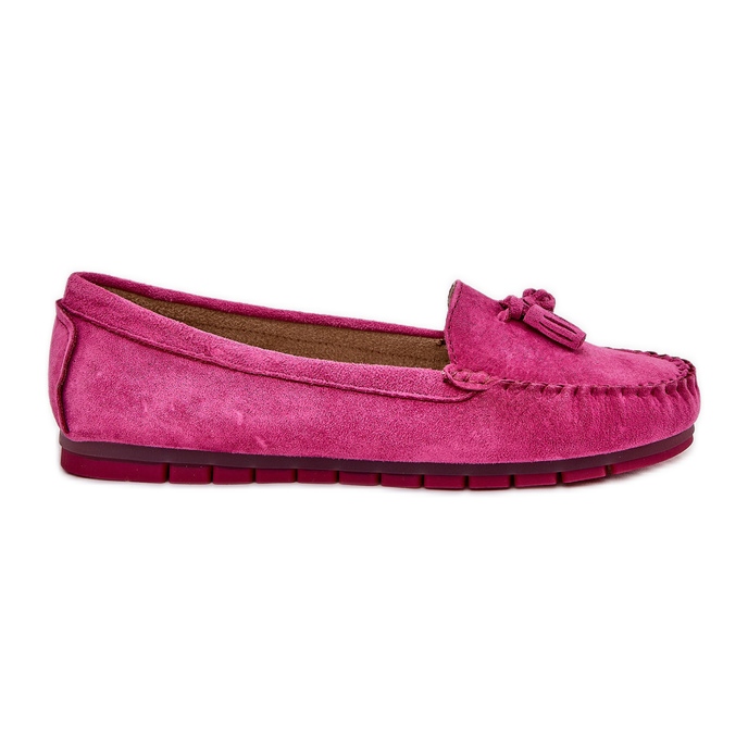 S.Barski Femei Flat Classic Suede Moccasins S. Barski LR51-548 Fuksja roz