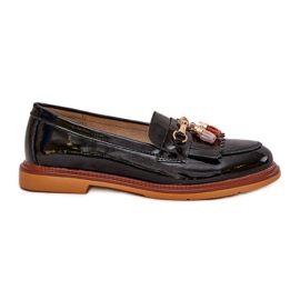 S.Barski Picte din piele vopsită elegantă cu toc plat S. Barski LR51-768a Negru S.Barski Picte din piele vopsită elegantă cu toc plat S. Barski LR51-768a Negru