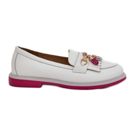 S.Barski Piele elegante cu toc plat S. Barski LR51-768 Alb S.Barski Piele elegante cu toc plat S. Barski LR51-768 Alb