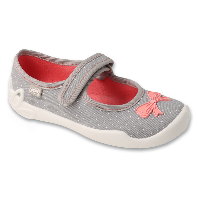 Befado Baby Slippers Grey 114x554 cu un arc gri