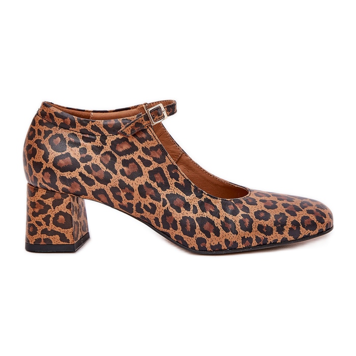 Pompe din piele pe Laura Messi 2936 Post de imprimare leopard maro