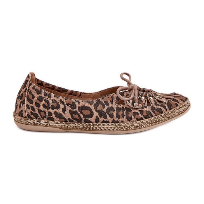 Zazoo Balerină din piele naturală Leopard Leopard Print 10179 Brown maro