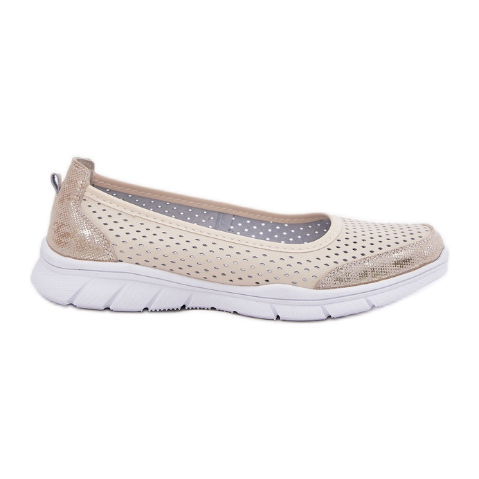 Openwork din piele Vinceza Ballerinas 95323 Beige bej